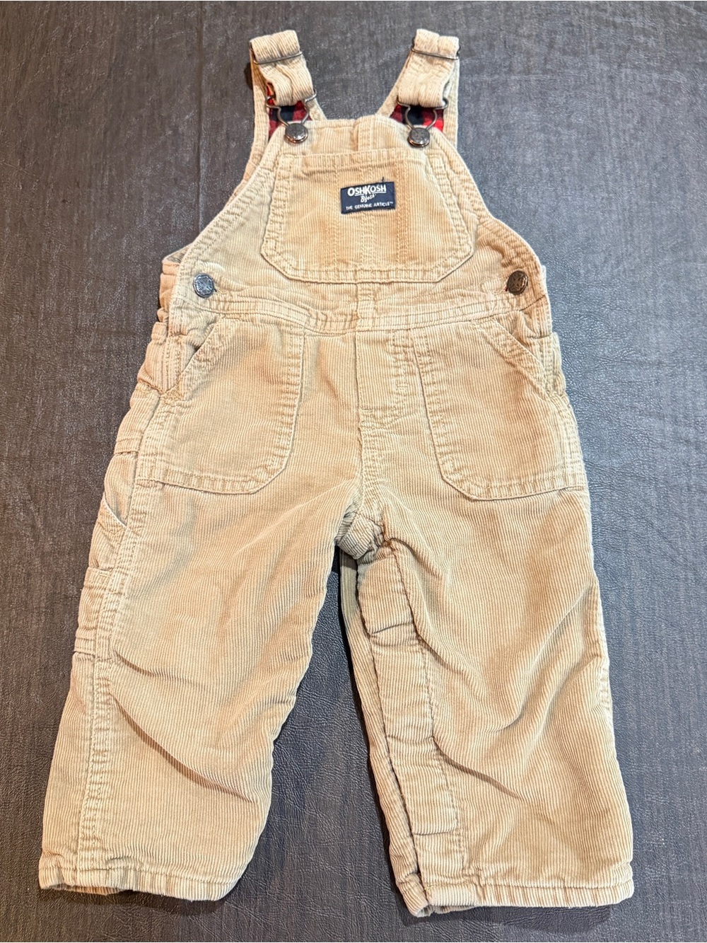 OshKosh B'gosh Tan Corduroy Vestbak Overalls 12M
